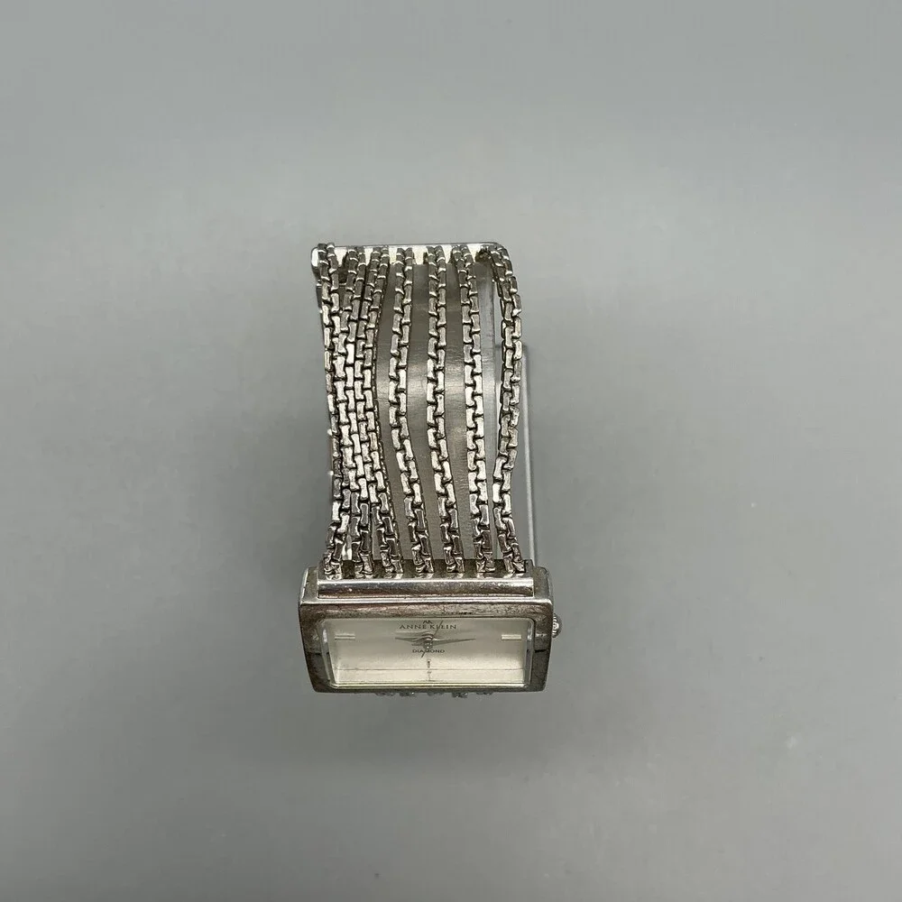 Anne Klein Womens Watch 30mm Silver Dial Diamond Chain Bracelet New Battery 7